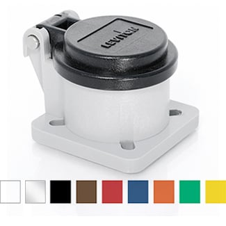 16 Series Panel Receptacle Encolsure with Automatic Closing Lid, Male/Female, Thermoplastic Housing and Cover, Stainless Steel Torsion Spring-Red