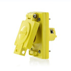 IP66 Rated Cover, Corrosion Resistant, NEMA L7-15, 15A, 277V, 2P, 3W, Industrial Grade, Grounding, Wetguard Single Inlet, Yellow