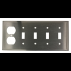 5-Gang 4-Toggle, 1-Duplex Device Combination Wallplate, Device Mount, Stainless Steel