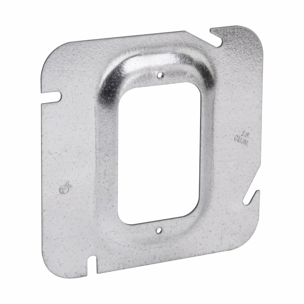 Eaton Crouse-Hinds series Square Cover, 4-11/16", Natural, Raised surface, one device, Steel, 1/2" raised, 3.3 cubic inch capacity