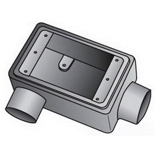 OZ-Gedney Type FDR Deep Cast Device Box, Number Of Outlet: 2, Gray Iron, Size: 3/4 IN, Ridge Top Construction, Cable Entry: (2) 3/4 IN Hubs, 28 CU-IN Capacity, No, 2-15/16 IN Width, 3-1/16 IN Depth, 4-11/16 IN Height, Finish: Zinc Electroplated With Aluminum Enamel, Third Party Certification: UL File Number E-18095, CSA 009795, Applicable Third Party Standards: UL 514A, CSA C22.2 No.18, Federal Specification A-A-50563, NEMA : FB-1, For Rigid Conduit And IMC