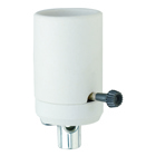 Mogul base, porcelain, removable turn knob, 2 circuits, hickey tapped 1/4 IPS x 7/8 high. White.