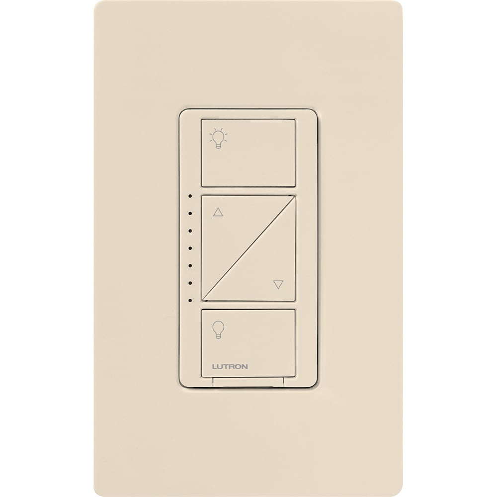 Caseta Wireless 3-way/single-pole RF dimmer for LED, CFL, Incandescent, Halogen, or Magnetic Low Voltage, 1000W/VA, neutral optional in light almond
