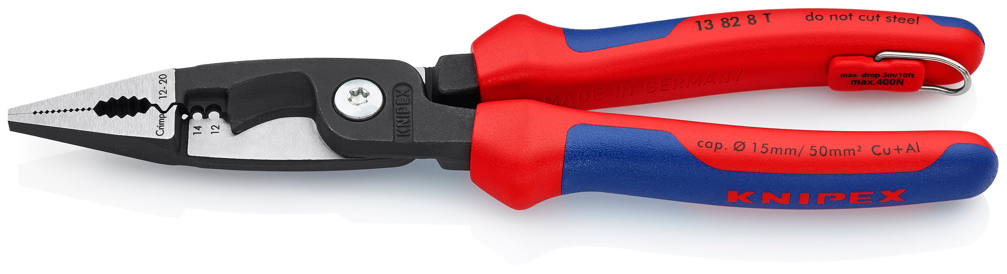 6-in-1 Electrical Installation Pliers 12 and 14 AWG-Tethered Attachment, 8 in., Multi-Component