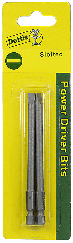 Power Bit, #3 tip size, Slotted tip type, 6 in. overall length, 2 pieces, #12-14 screw size