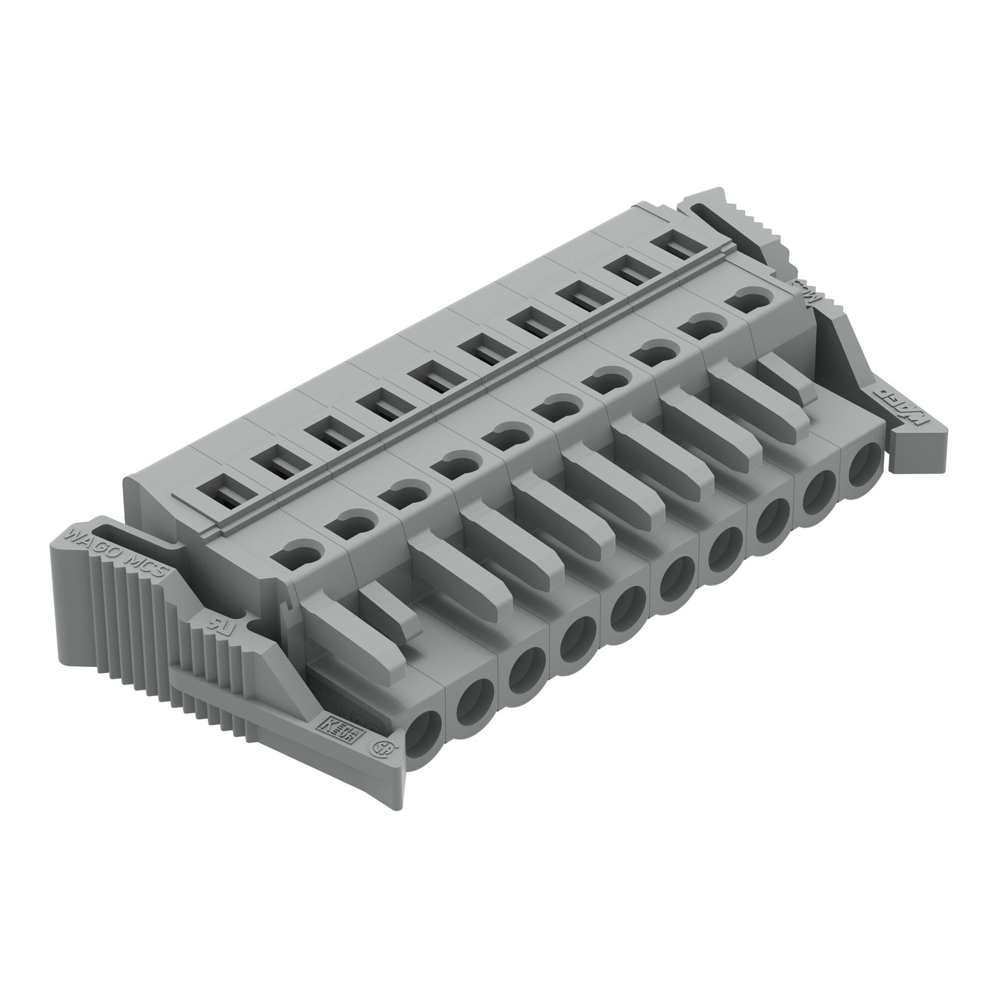 1-conductor female connector; CAGE CLAMP; 2.5 mm; Pin spacing 5 mm; 10-pole; Lateral locking  levers; 2,50 mm; gray