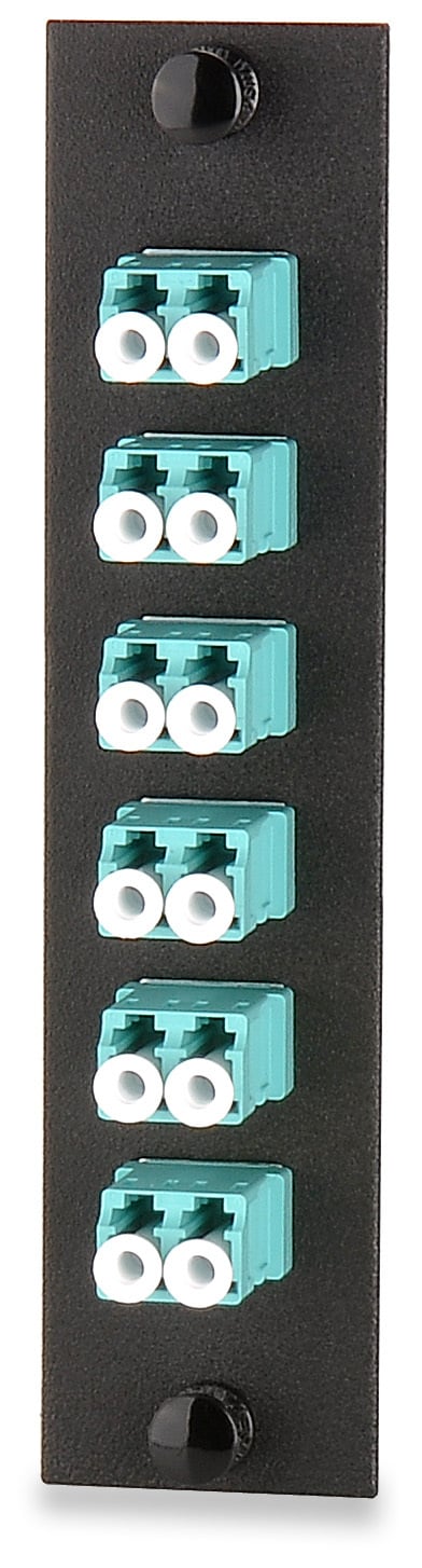 6-Port (12 Fiber) LC OM3/OM4 Adapter Plate, Ceramic Sleeve