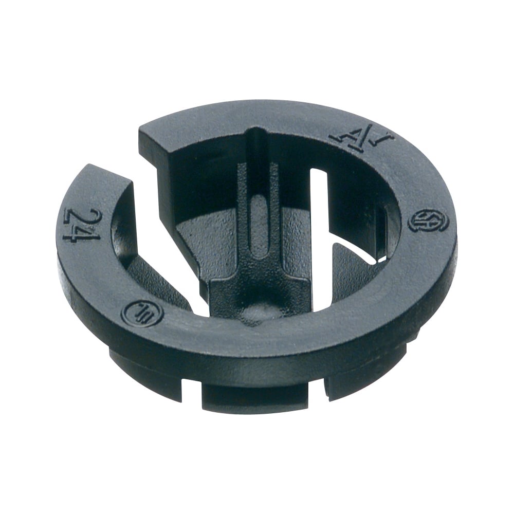Plastic, 3/4" knockout size Push-in connector snaps into knockout using light finger pressure, holds wires securely and is simple to remove with the twist of a screw driver.