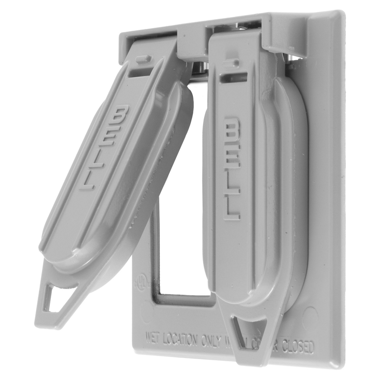 Wallplates and Boxes, Weatherproof Covers, 2-Gang, Duplex Opening, Vertical, Gray