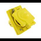30 Amp, 347/600 Volt, Wetguard Single Inlet with IP66 Rated Vocer, Corrosion Resistant, Locking, 3-Phase WYE, Grounding, Yellow