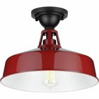 This fun take on the traditional warehouse shade provides excellent task lighting. Take in the simple metal shade coated in a gorgeous red finish ready to direct a helpful glow. An industrial-style ceiling plate anchors the light fixture in place and adds a touch of urban flair.