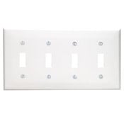 4-Gang Toggle Device Switch Wallplate, Standard Size, Thermoplastic Nylon, Light Almond