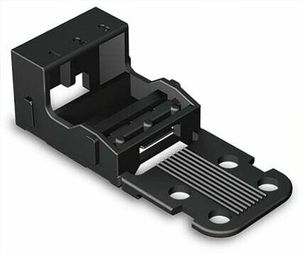 Mounting carrier; for 3-conductor terminal blocks; 221 Series - 4 mm²; with snap-in Mounting foot for vertical Mounting; black