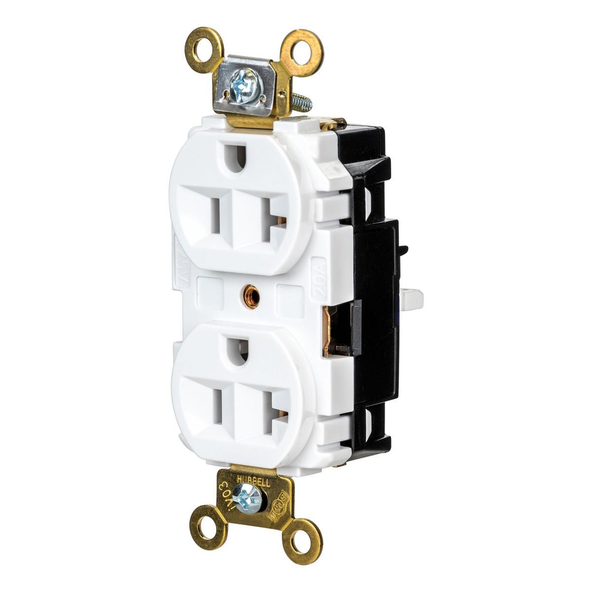 Straight Blade Devices, EdgeConnect, Duplex Receptacle, Industrial Grade, 2-Pole 3-Wire, 20A 125V, 5-20R, Screwless Terminal, White