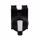 Eaton M22 modular pushbutton, M22 Selector Switch, Completed Device, 22.5 mm, Knob, Two-Position, Maintained, Non-illuminated, Bezel: Black, Button: Black, 1NO, IP67, IP69K, NEMA 4X, 13