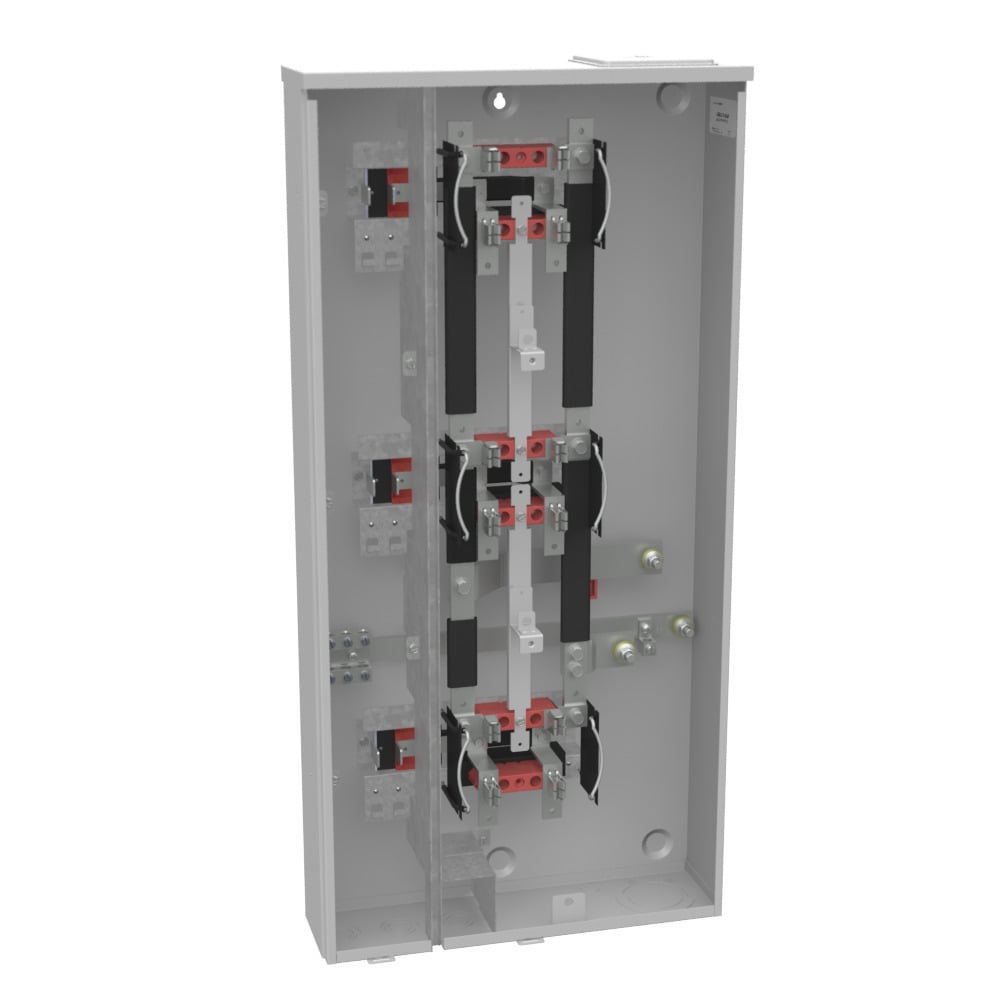U2853-X-HSP 4 Term, Ringless, Large Closing Plate, 3 Position, 3-125 Amp, Main Breaker Provision, Stainless Steel, Hasp