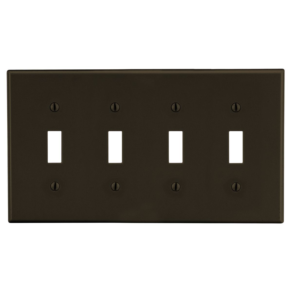 Wallplate, 4-Gang, 4) Toggle, Brown