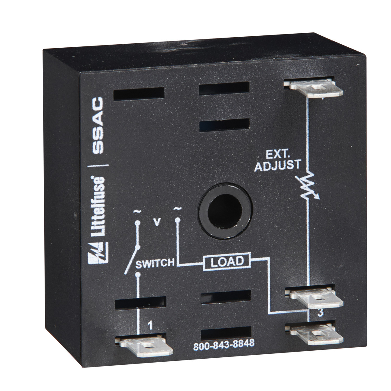 The PHS Series is an ideal method of changing lamp intensity, varying the speed of a fan/motor, or controlling the temperature of a heater. The effective output voltage is adjusted with an accessory external potentiometer suitable for line voltage applications. Operation: Upon application of input voltage, effective output voltage can be varied by changing the external resistance value. As the external resistance increases, the effective output voltage decreases. The inverse is also true.
