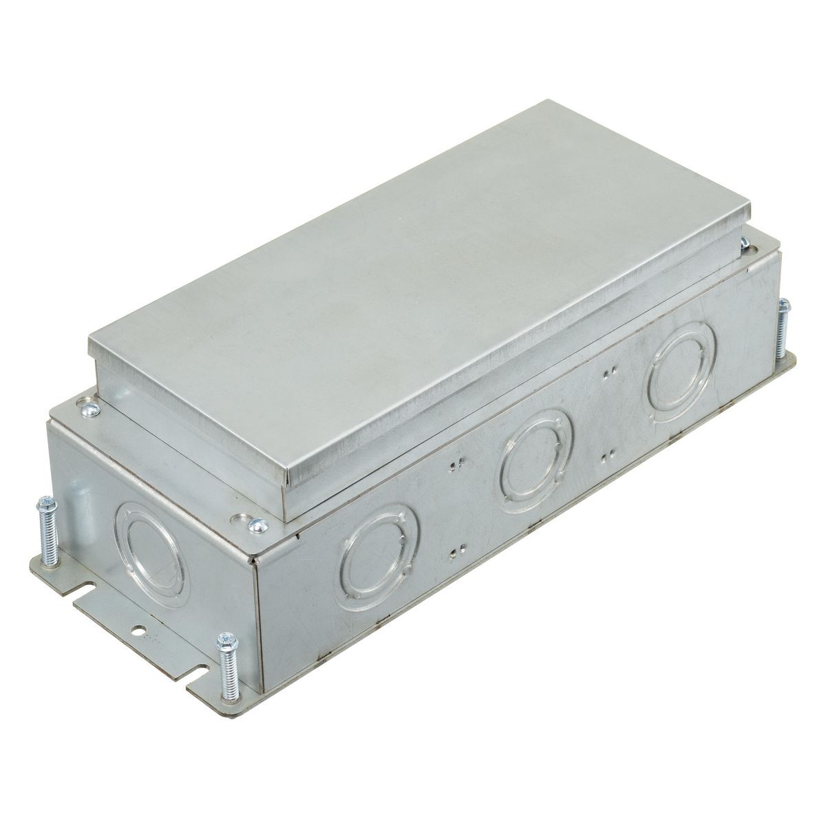 Flush Concrete Floorboxes Series, Deep Stamped Steel Box, Rectangular, 3-Gang, 3.75" Minimum Depth of Pour