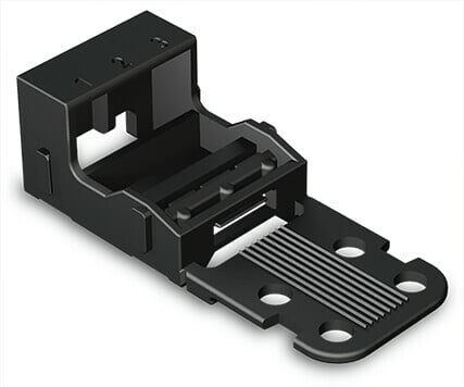 221 LEVER-NUTS® mounting carrier; 3-conductor; screw mounting; black