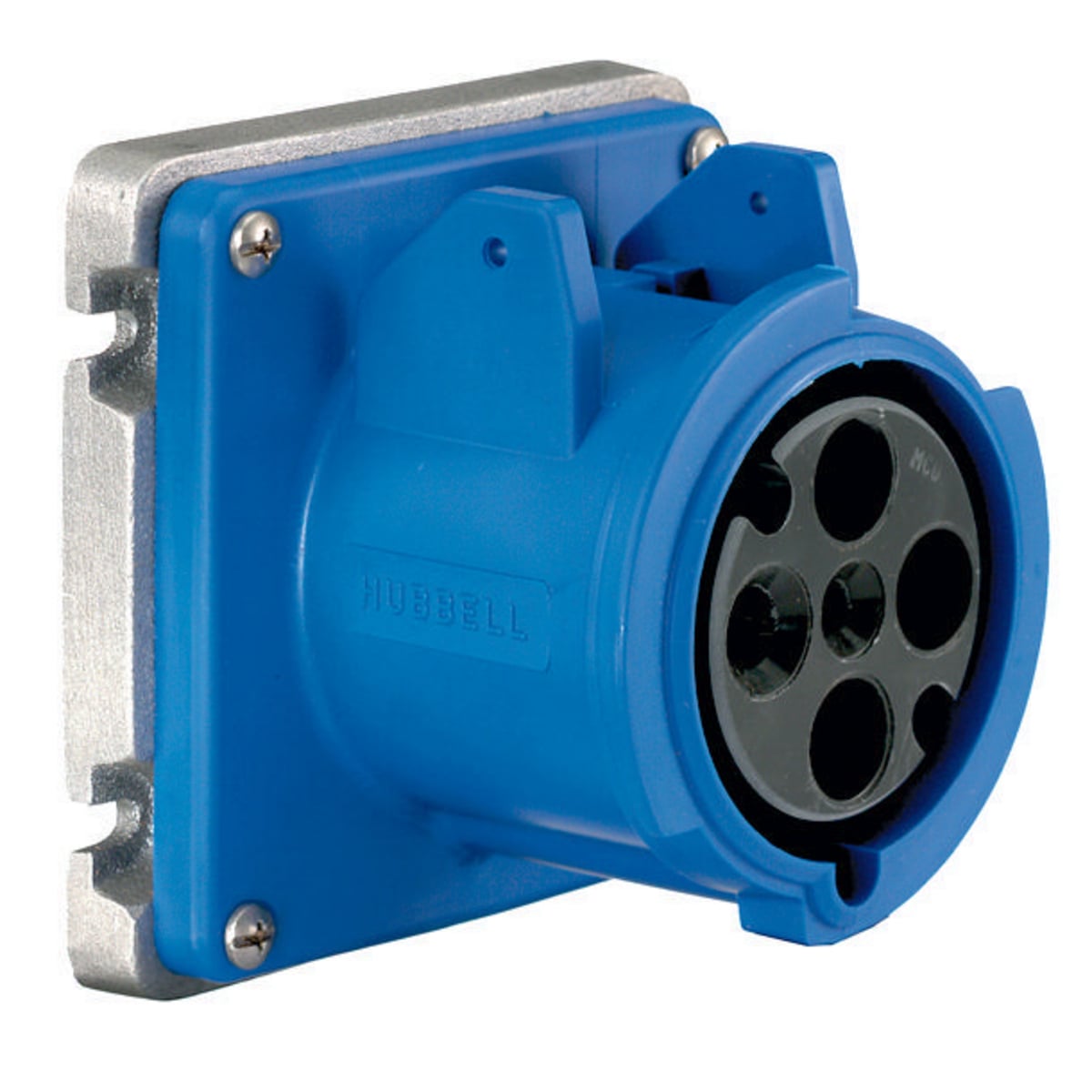 Heavy Duty Products, Pin and Sleeve Devices, IEC 309, Receptacle, Low Profile, 100A 3-Phase 250V, 3-Pole 4- Wire Grounding, Blue