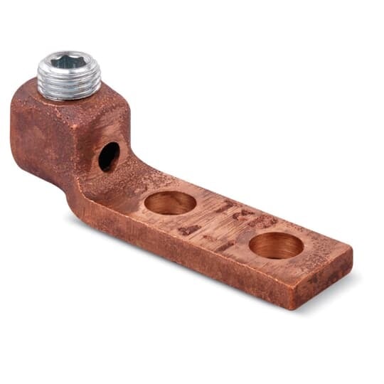 Locktite Copper Two-Hole Nema Drilled Lug, Conductor Range 750-1000 kcmil, 1/2 Inch Bolt Hole, Wrench Torque 400 In/Lbs