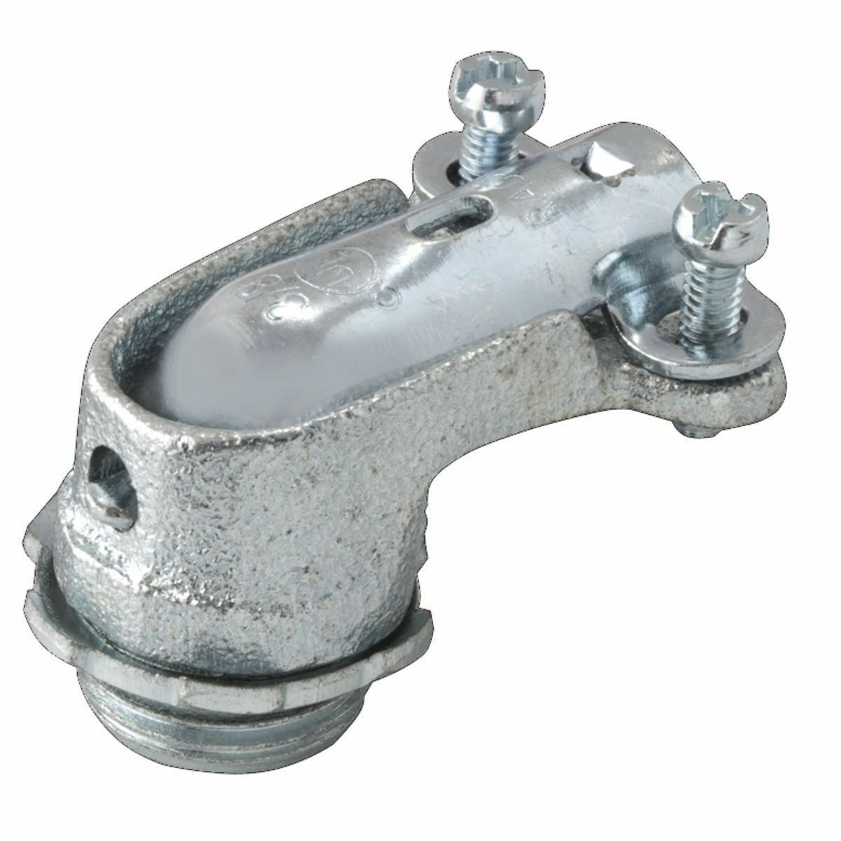90 Degrees Squeeze Connectors, Uninsulated Throat Malleable Iron, 3/8In. TradeSize