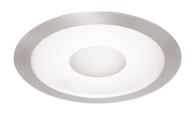 Juno 6-inch recessed shower trim has frosted glass and a white trim. It is ideal for applications where general lighting is needed in a damp or wet environment. Easy to install into JUNO housings.