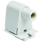 Slimline, for single pin lamps, shallow base, slide plunger, push in terminal. White.