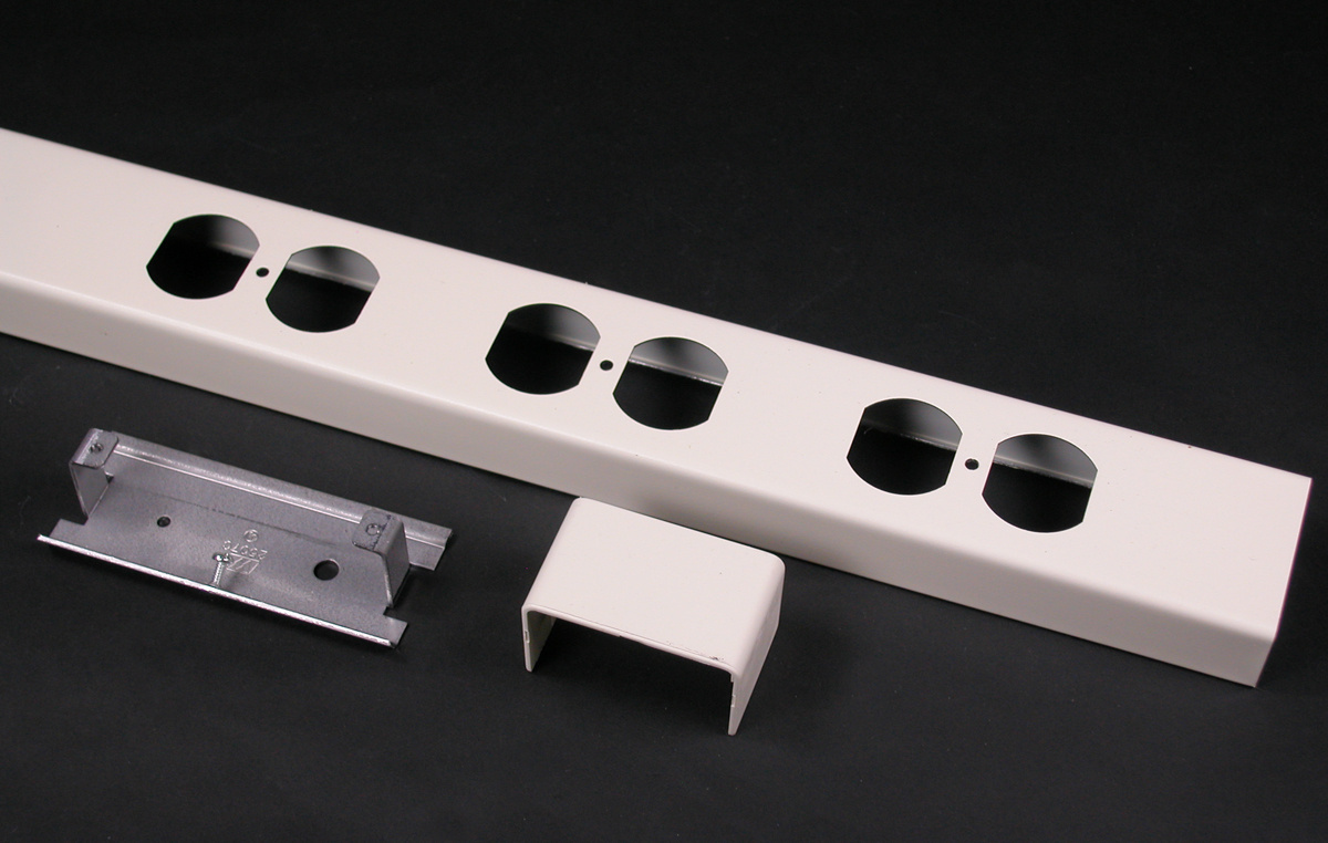 Tele-Power® Power Pole, Series: 25DTP, 20 A, 125 VAC Outlet, 28 in Length, 2-1/4 in Width, 1 in Depth, Steel, Ivory/Designer Gray, Painted