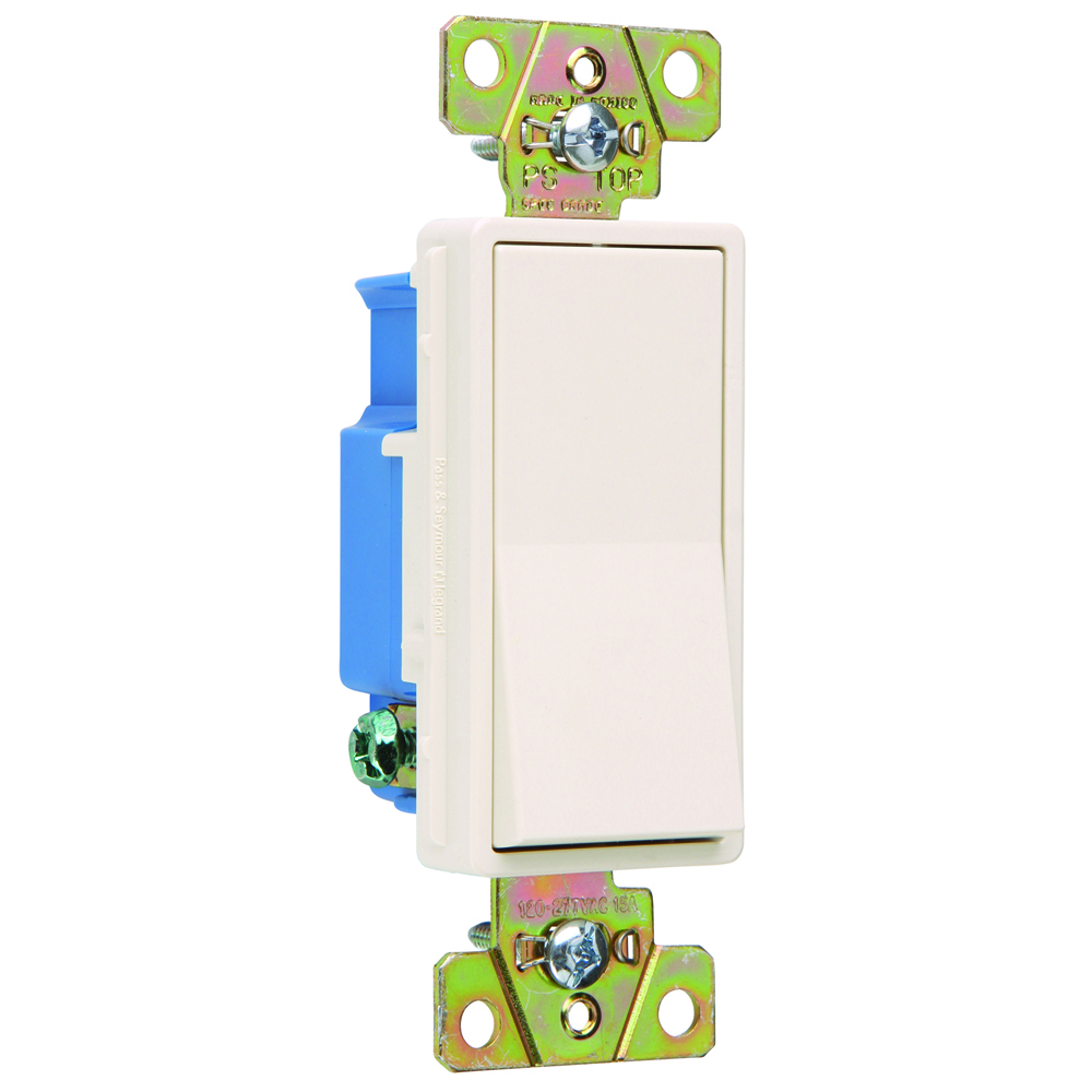 Single Pole, Back and Side Wire, Decorator Switch, 15 amps, 120/277 volts, Light Almond.