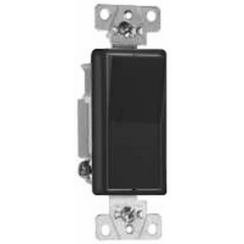 Three-way, Back and Side Wire, Decorator Switch, 15 amps, 120/277 volts, Black.