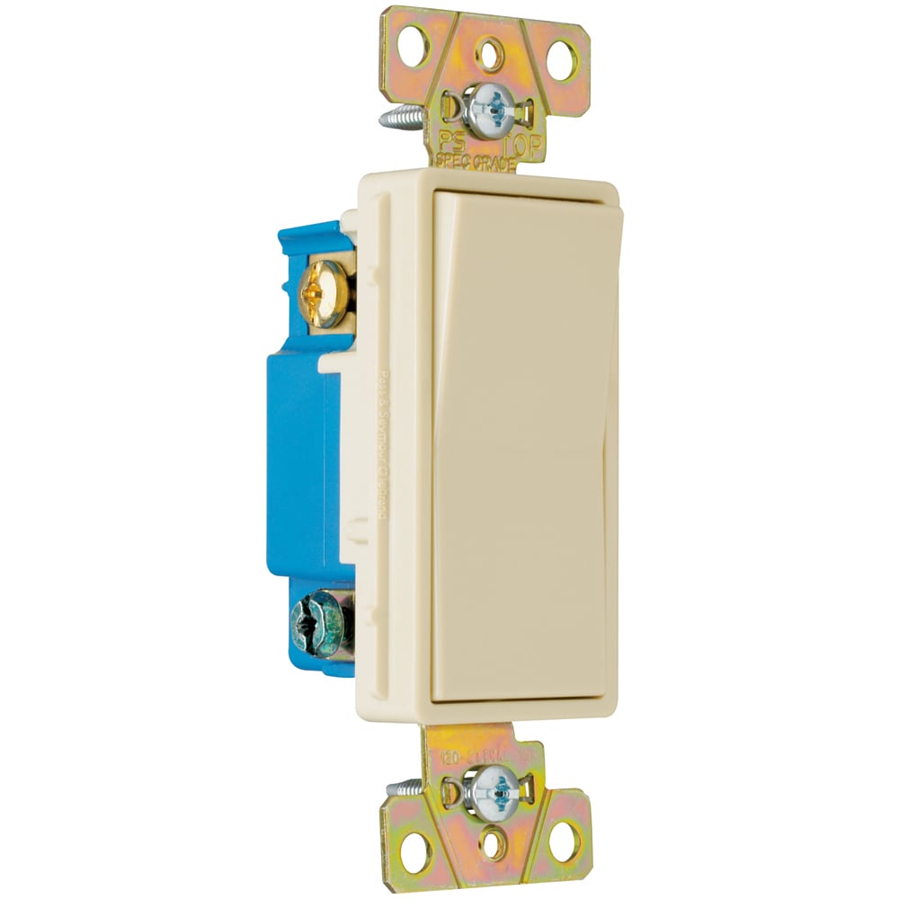 Three-way, Back and Side Wire, Decorator Switch, 15 amps, 120/277 volts, Ivory.