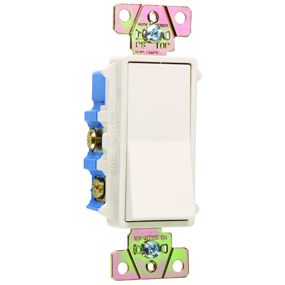 Four-way, Back and Side Wire, Decorator Switch, 15 amps, 120/277 volts, Light Almond.