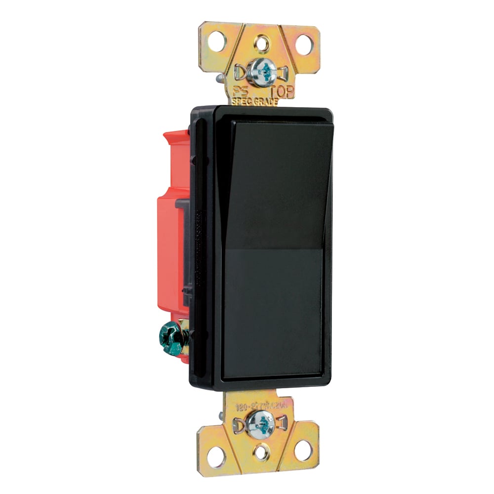 2621BK 20 Amp 120V/277V Single Pole Decorator Paddle Switch, Black