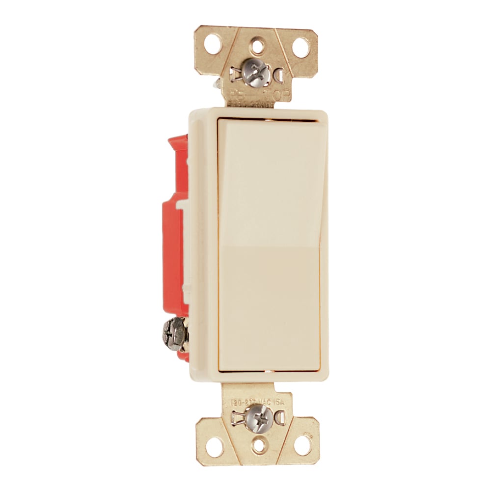 Single Pole, Back and Side Wire, Decorator Switch, 20 amps, 120/277 volts, Ivory.