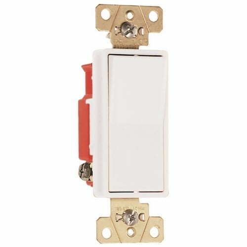 Single Pole, Back and Side Wire, Decorator Switch, 20 amps, 120/277 volts, White.