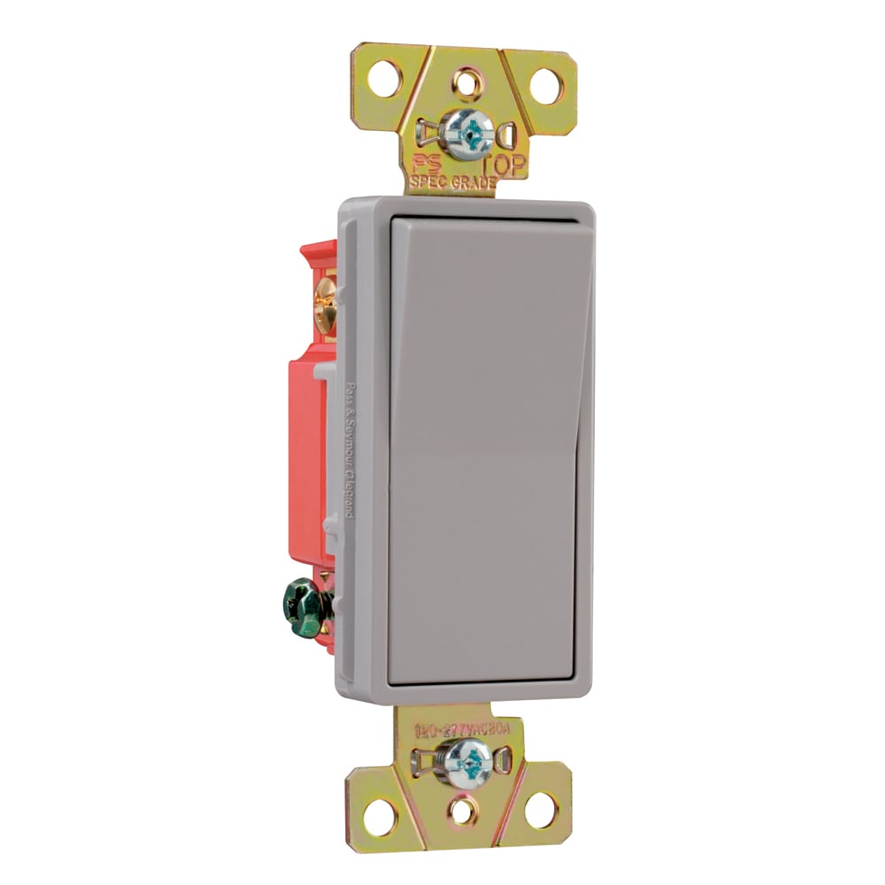 Decorator 3way Switch Back and, Side Wire 20amp 120/277volt Gray