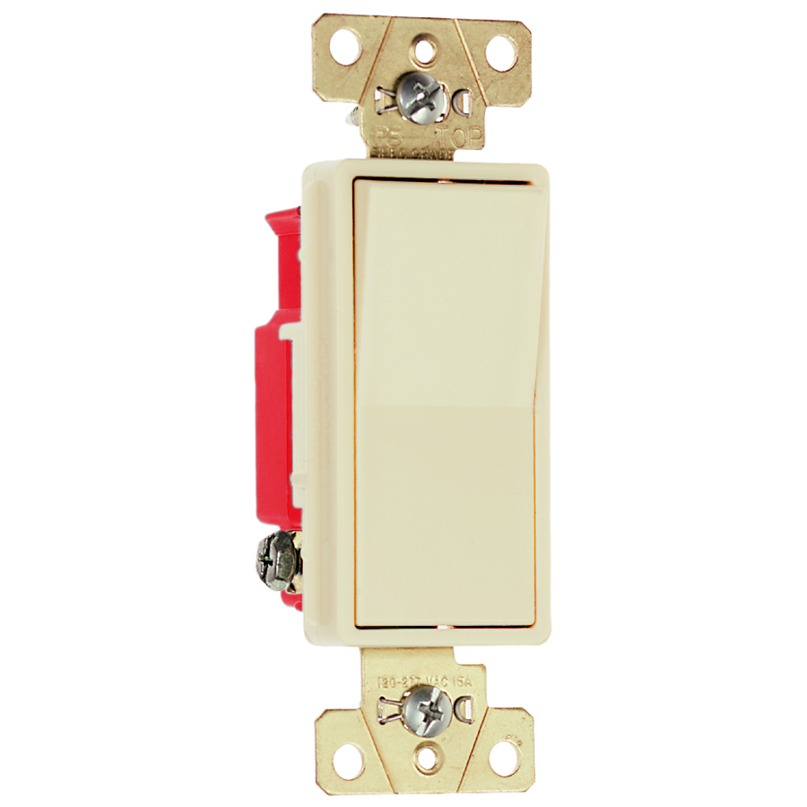 Three-way, Back and Side Wire, Decorator Switch, 20 amps, 120/277 volts, Ivory.