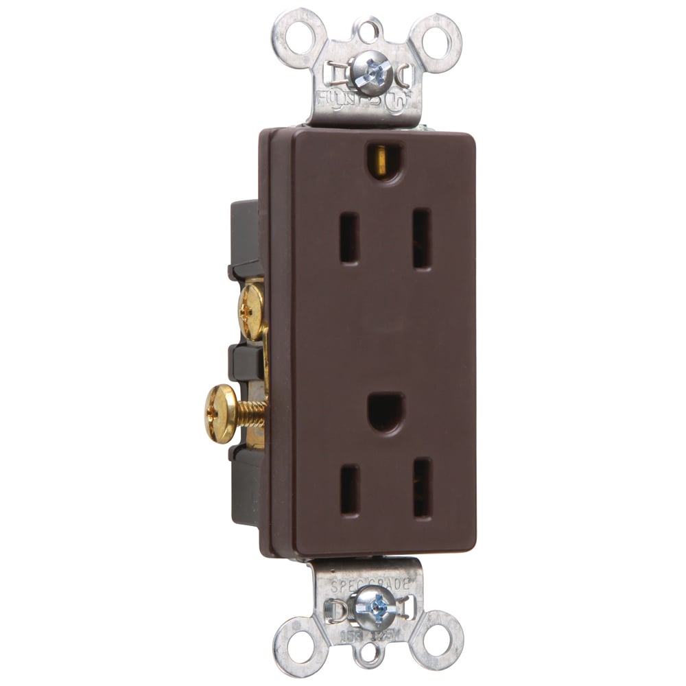 Heavy-Duty Decorator Spec Grade Duplex Receptacle Side Wire 15amp 125volt Brown