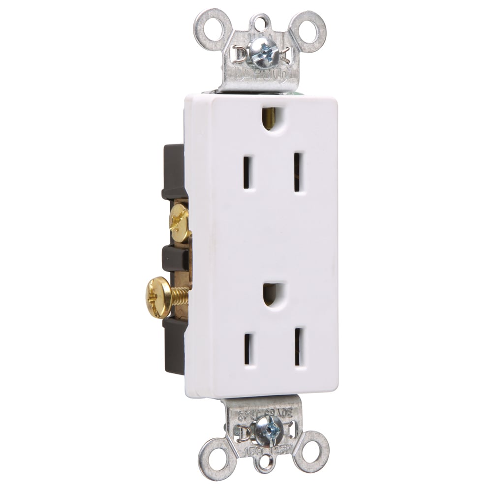 Heavy-Duty Decorator Spec Grade Duplex Receptacle Side Wire 15amp 125volt White
