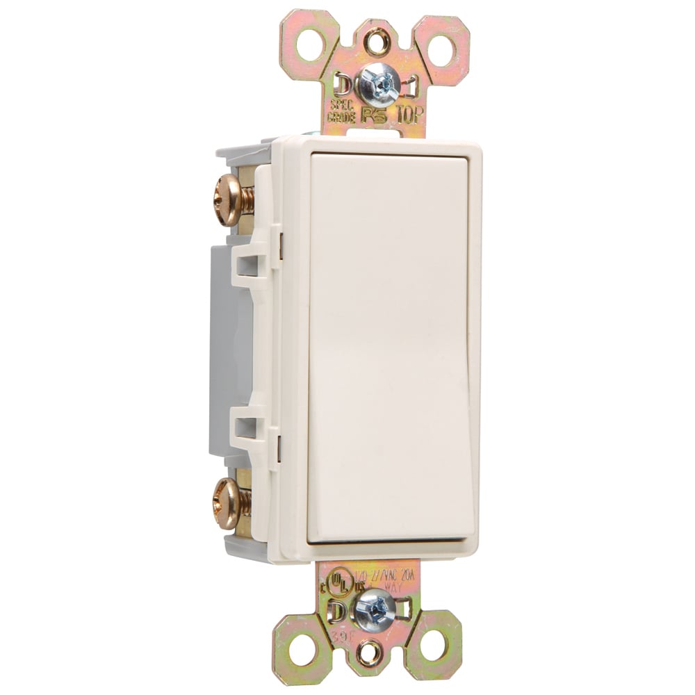 Four-way, Back and Side Wire, Decorator Switch, 20 amps, 120/277 volts, Light Almond.