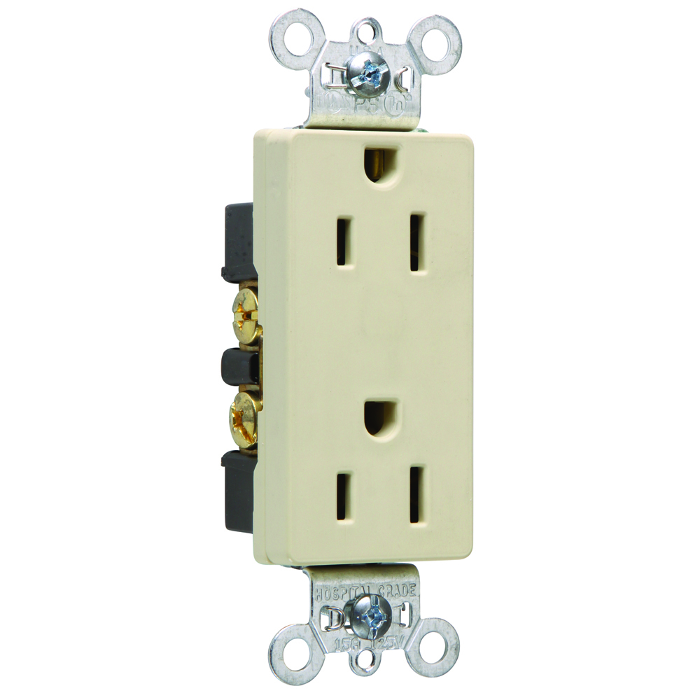 Heavy-Duty Decorator Spec Grade Duplex Receptacle Back and, Side Wire 15amp 125volt Ivory