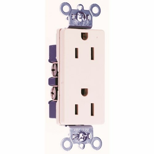 Heavy-Duty Decorator Spec Grade Duplex Receptacle Back and, Side Wire 15amp 125volt White