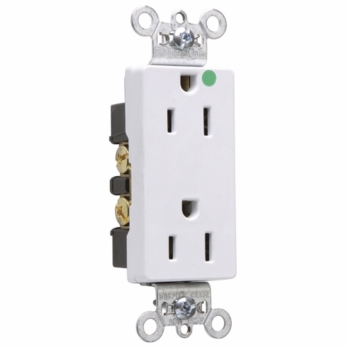 Heavy-Duty Decorator Hospital Grade Duplex Receptacle Back and, Side Wire 15amp 125volt White