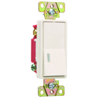 Three-way, Back and Side Wire, Illuminated Decorator Switch, 20 amps, 120 volts, Light Almond.