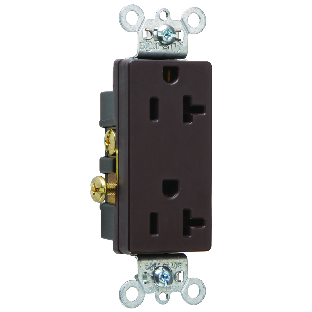 Heavy-Duty Decorator Spec Grade Duplex Receptacle Side Wire 20amp 125volt Brown
