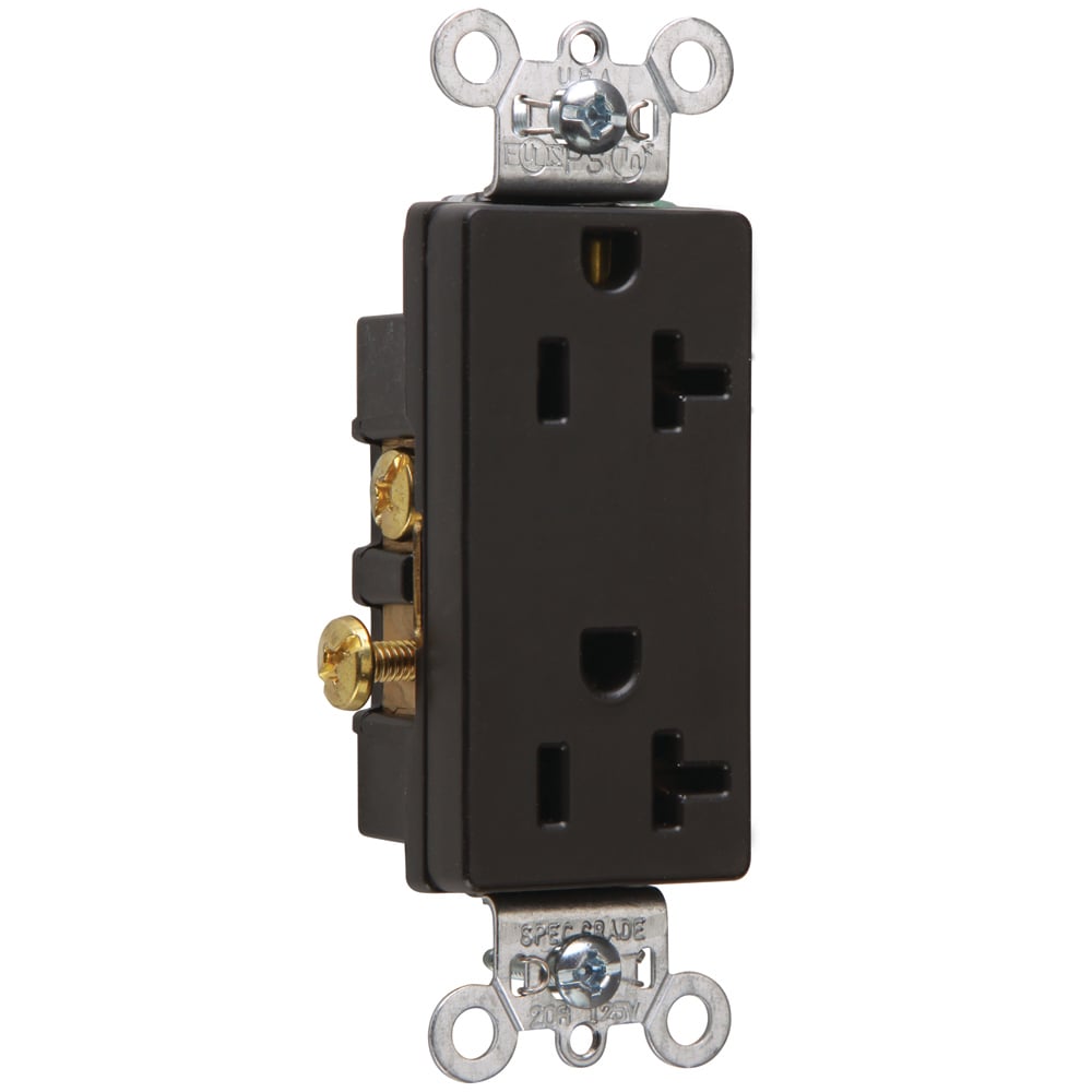 Heavy-Duty Decorator Spec Grade Duplex Receptacle Side Wire 20amp 125volt Black