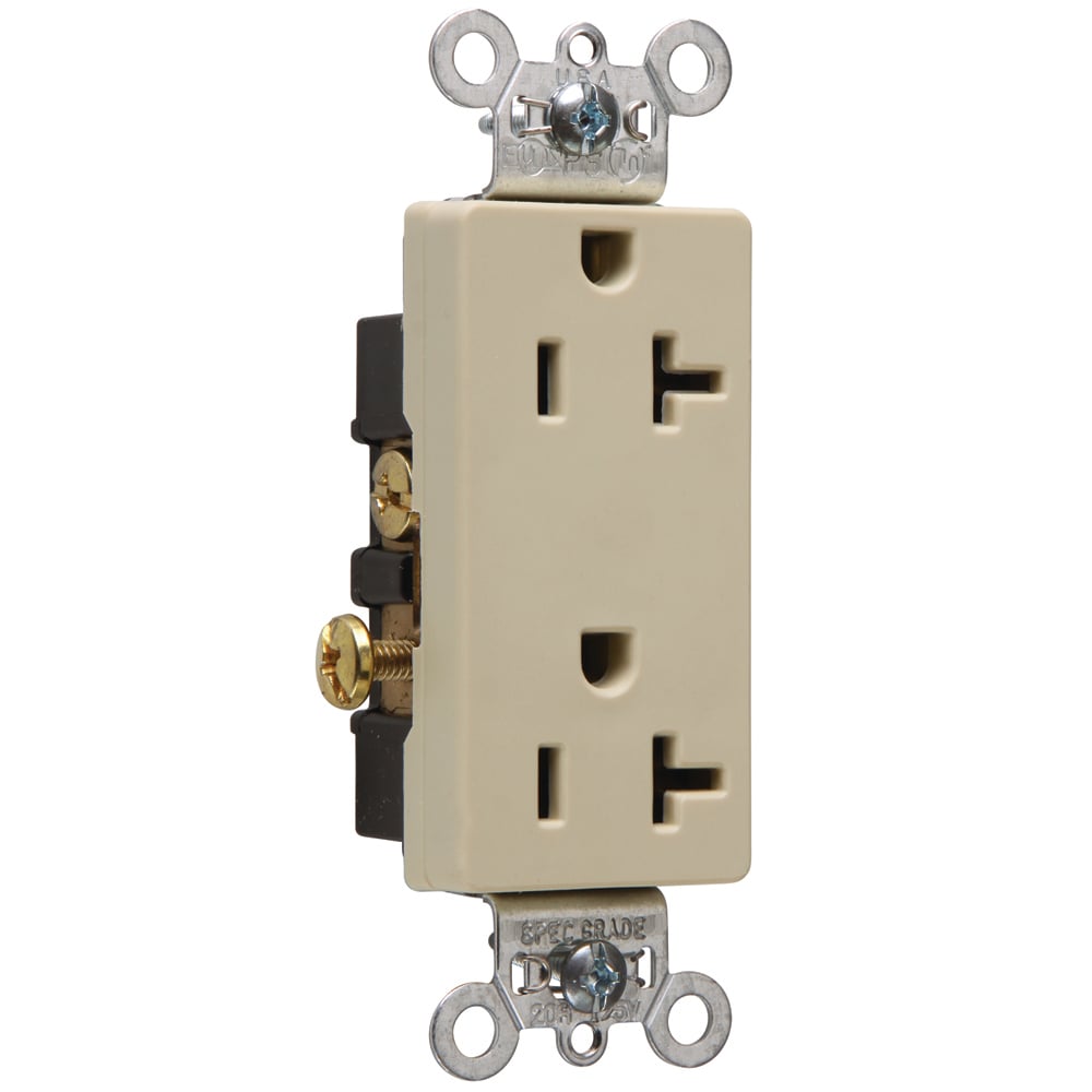 Heavy-Duty Decorator Spec Grade Duplex Receptacle Side Wire 20amp 125volt Ivory