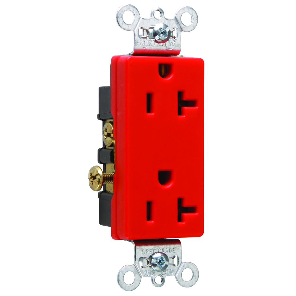 Heavy-Duty Decorator Spec Grade Duplex Receptacle Side Wire 20amp 125volt Red